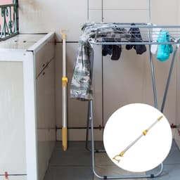 Allecta - Telescopische kledingstang met kledinghaken en intrekbare waslijn - Roestvrij staal - Kledingdroogpaal — thumbnail 3