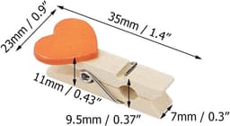 100 Stuks Roze Houten Klemmetjes Hartvormig voor Knutselen en Decoratie — thumbnail 3