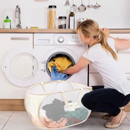 Opvouwbare wasmand Pop-Up Mesh Laundry Hamper Baskets Handgrepen Draagbare Wasmand voor Opslag Slaapkamer Badkamer Reizen — thumbnail 3