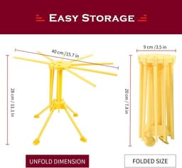 Opvouwbare pastadroger, pastadroger met 10 stangen, compact, eenvoudig op te bergen, snelle installatie, geel — thumbnail 1