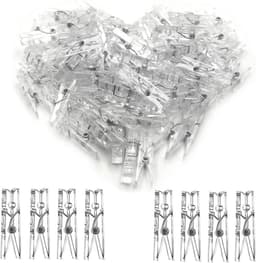 100x Transparante Mini Knijpers - Kleine Kunststof Klemmetjes voor Foto's, Knutselen & Decoratie — thumbnail 1