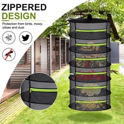 6-laags Opvouwbaar Droognet voor Kruiden en Planten met Haken en Clips — thumbnail 2