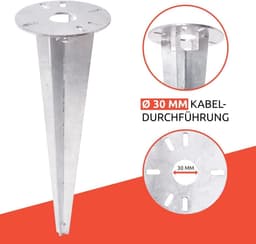Grondanker voor tuinen - Ø 116 x 300 mm met kabeldoorvoer - Gegalvaniseerd staal — thumbnail 4