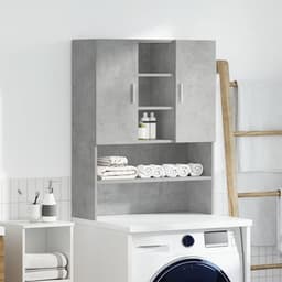 Wasmachine Meubel Betonlook Grijs 70.5x25.5x90cm - Kast voor Wasruimte & Badkamer — thumbnail 4