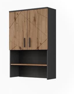 Wasmachinekast Hoog met Opbergruimte Badkamer Meubel Antraciet — thumbnail 1