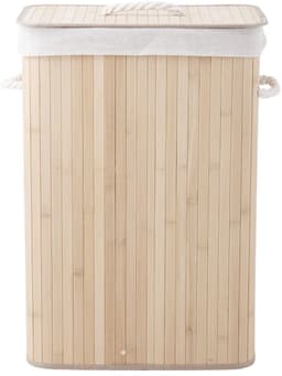 Sealskin Bamboo – Bamboe Wasmand met Deksel - Wasbare katoenen waszak - Handvatten - 56 Liter – afmetingen 60 x 40 x 23,5 cm - Natuurlijk Bruin — thumbnail 4