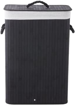 Sealskin Bamboo – Bamboe Wasmand met Deksel - Wasbare katoenen waszak - Handvatten - 56 Liter – afmetingen 60 x 40 x 23,5 cm - Zwart — thumbnail 3