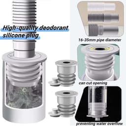 Gootsteen Stop - Afvoerstop - 2 stuks - Afvoerplug - Waste afvoerplug - afvoerpijp afdichting - Vloerafvoer - Anti-geur wasmachine stop - Geschikt voor alle openingen 35-40 mm — thumbnail 5