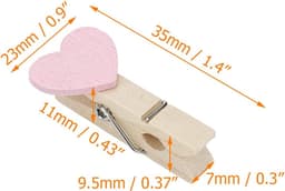 100x Mini Houten Wasknijpers Hartjes Roze - Decoratie Clips voor Foto's, Feest en Knutselen — thumbnail 3