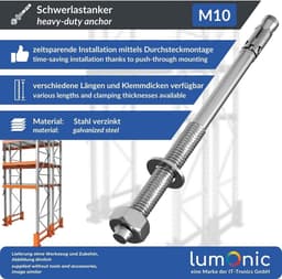 Zwaarlastanker M10 x 170 Verzinkt - Metalen Anker voor Doorsteekinstallaties — thumbnail 5
