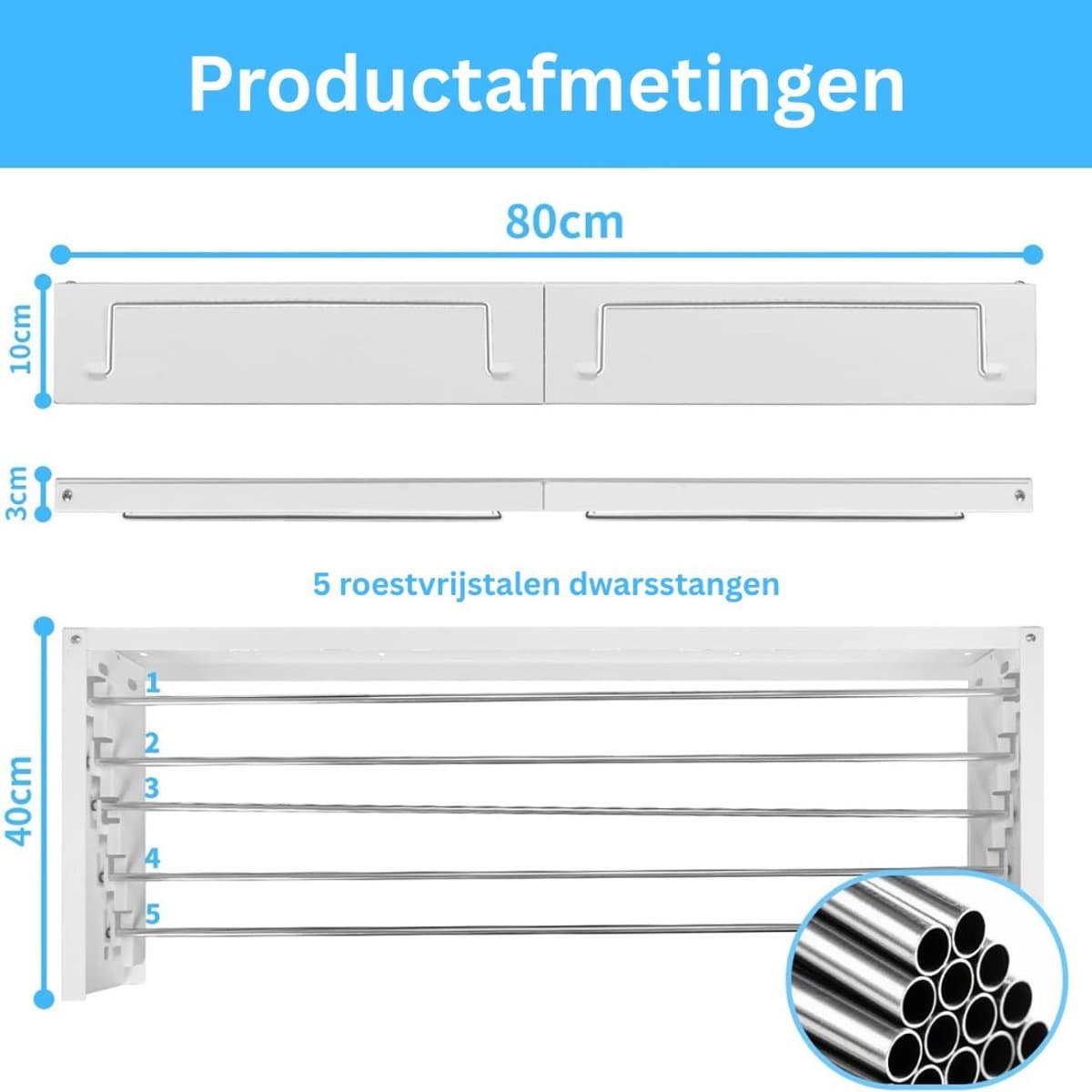 Wanddroogrek - Droogrek Inklapbaar - Wasrek - Droogtoren - Droogrekken - Zilver — afbeelding 1