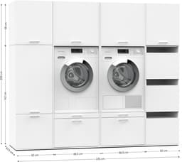 Washcab® Wasmachine Kast - Wasmachine Verhoger - Wasmachine Ombouw - Wit - Met lade - Duo Set High 5 — thumbnail 4