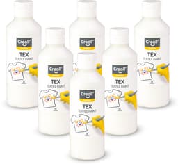 Creall Textiel- & Stoffenverf - Wit - 6 x 250 ml - Machine wasbaar na fixatie - Voor T-shirts, jeans, schoenen, stoffen tassen, meubels en auto-interieurs/hemelbekleding — thumbnail 1