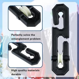 Twee plastic waslijnspanners om te voorkomen dat de waslijn in de knoop raakt; S-vormige spanners geschikt voor lange en zware waslijnen - Zwart — thumbnail 2