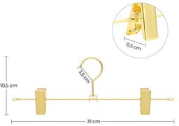 Kleiderhangers - Elegante Goldkleurige Ontwerp - 31 cm met 2 Rutschfesten Clips — thumbnail 2