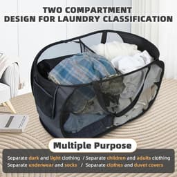 Wasmand Ruimtebesparend - Zwart - Wasmand Opvouwbaar - Opbergmand - Opbergzak - 60L - Opvouwbare Wasmand - Wasmand Zwart - Inklapbare Wasmand — thumbnail 2
