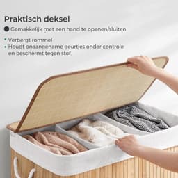 Wasmand - opbergmand - opbergdoos van bamboe - handgemaakte gevlochten mand - 150 liter — thumbnail 5