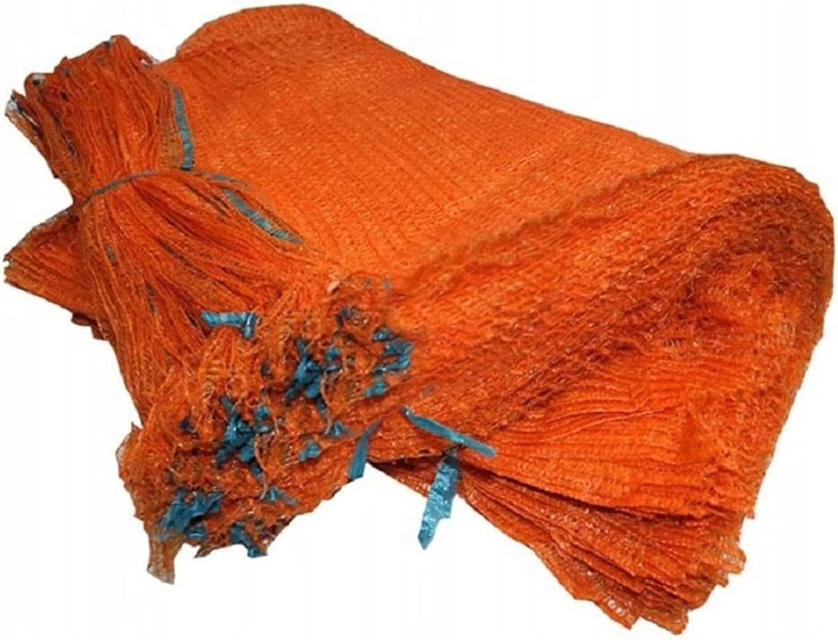 Netzakken Oranje - Opbergzakken - Groenten Hout - Met Trekkoord - 50x78cm 30kg - Oranje — afbeelding 1