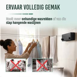 BrightLife Waslijn Uittrekbaar - Uittrekbare Wasdraad - Staalgevlochten - 2x 4,2 meter - Binnen en Buiten – Robuust RVS – Automatisch Straktrek Systeem - Alternatief Wasrek of Droogrek — thumbnail 4