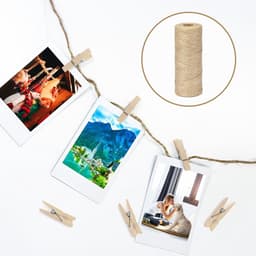 Knijpertjes - 100 stuks - Fotoknijpers - Wasknijper - Houten - Met 1 rol henneptouw (100m) - Decoratie Clips - Kaartknijpers - Mini knijpers - Knijper om foto's aan op te hangen - Fotohouder - 3.5×1cm — thumbnail 3