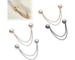 4-delige magnetische kledingclip met ketting - broekklem - broekclip - manchetclip - broekspijpclip - kleding clips - voor het vastzetten van mouwen, broeken en overhemdmanchetten - legering - goud/roségoud/zilver/antracietzwart — afbeelding 1