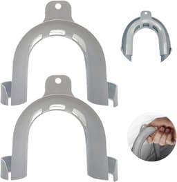2 x Haak voor afvoerslang, PVC haakse afvoerslang, afvoerslangbocht, afvoerslanghouder voor wasmachine en vaatwasser, zwaar uitgevoerd (grijs) — thumbnail 1