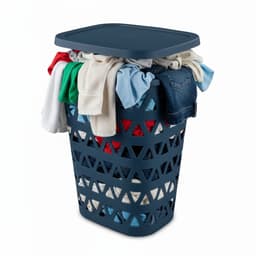 Curver Wasmand met deksel - ventilatiegaatjes - blauw - kunststof - 55 ltr - 42 x 34 x 60 cm — thumbnail 3