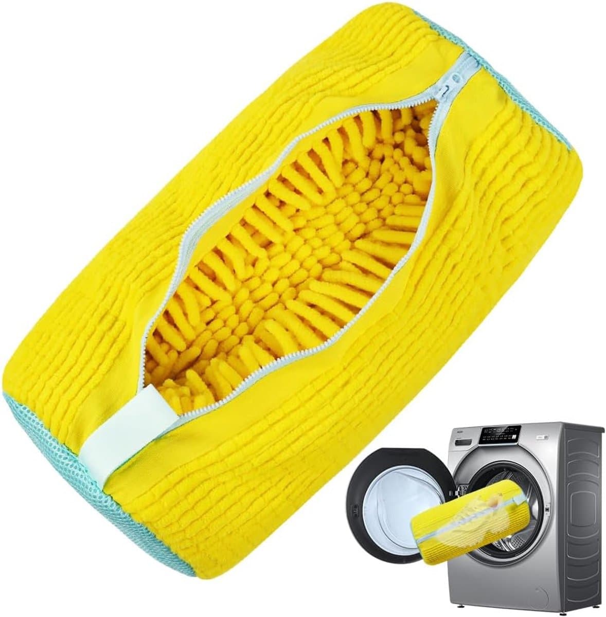 Schoenwaszak voor wasmachine en droger, waszak voor schoenen, sneakerwaszak voor de meeste schoentypes (Geel, 1 stuk) — afbeelding 1