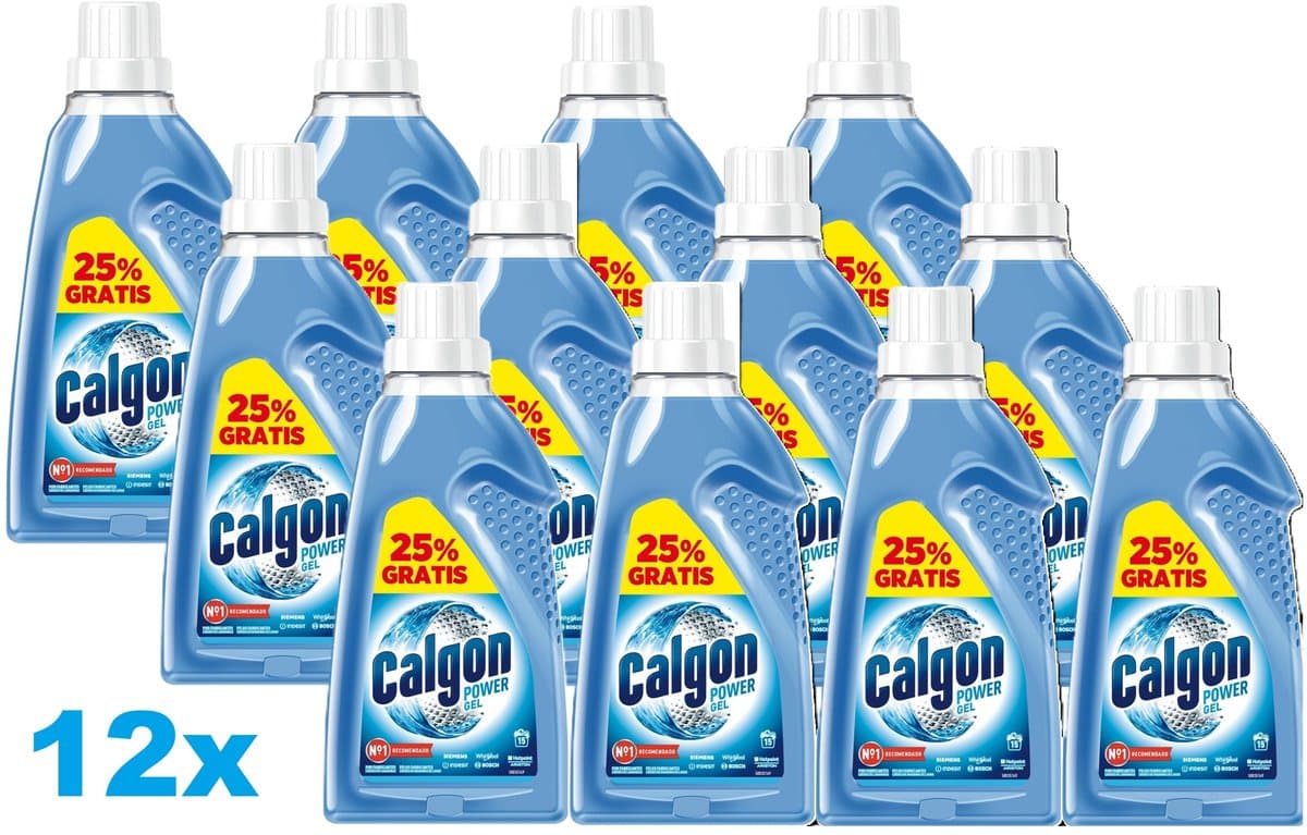 Calgon Power Gel Wasmachine Reiniger – 12 x 750 ml – Anti-Kalk & Bescherming – Grootverpakking — afbeelding 1