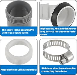 MK Stoer -Afvoerset wasmachine - Afvoeradapter - 40mm buis - Slangklem - Inlaatstuk 19-24 mm - Afvoer wasmachine - Wasmachineaansluiting - Geschikt voor vaatwasser, droger - Zwart - Waschmachine. — thumbnail 5