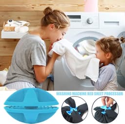 Anti-klitclips - 3 stuks - Herbruikbaar wasgoed - Voorkom dat dekens in de droger gaan draaien en wasmachine gaan draaien - voor dekens - dekbedovertrekken - kussenslopen - beddengoed - huishoudelijk gebruik - thuis - hotel - blauw — thumbnail 3