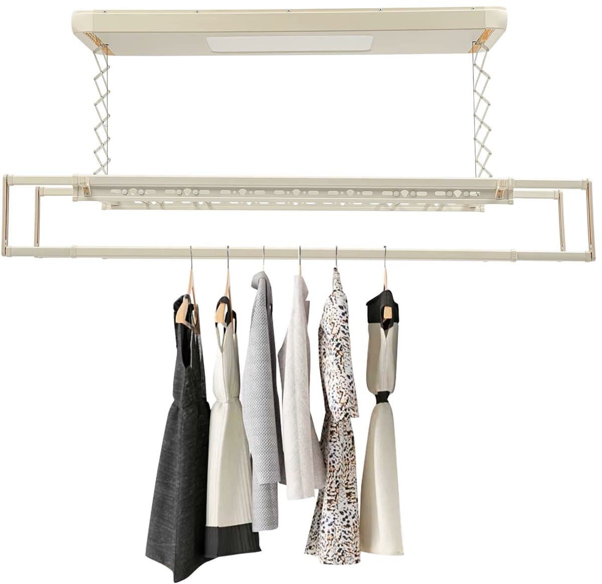 Ohana DT - Droogrek - Droogrek inklapbaar - Kledingrek - Led Licht plafond - 24 W - Met Afstandsbediening - Draag vermogen 35 kg - Plafondmontage - — afbeelding 1