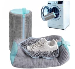 Waszak Schoenen met Rits - 360° Uitgebreide Reiniging - Sneakers Waszak voor Wasgoed - Schoen Waszak Wasmachine - 2 Delige - Grijs — thumbnail 1