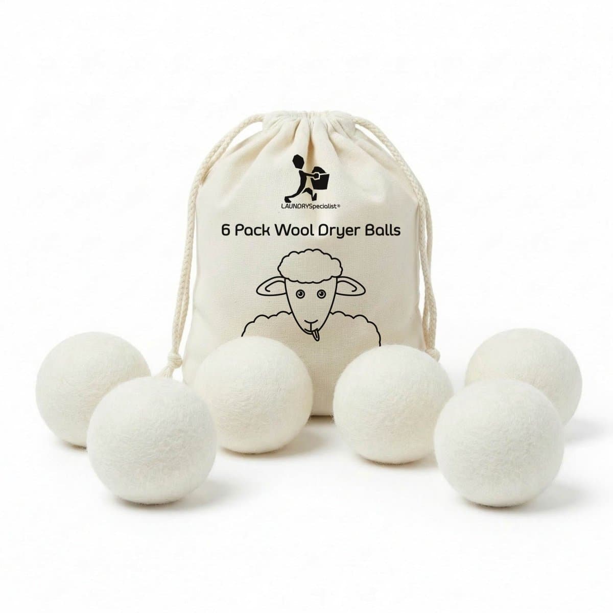 LaundrySpecialist XL Drogerballen - Set van 6 stuks - Herbruikbaar - Duurzaam drogen van de was - Wasdrogerballen - Droogballen - Wasbollen - Duurzaam wol - Wasdrogerballen - Energiebesparend — afbeelding 1