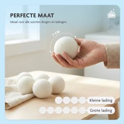LaundrySpecialist XL Drogerballen - Set van 6 stuks - Herbruikbaar - Duurzaam drogen van de was - Wasdrogerballen - Droogballen - Wasbollen - Duurzaam wol - Wasdrogerballen - Energiebesparend — thumbnail 5
