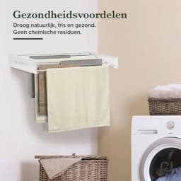 Jubbly® - Wanddroogrek 120cm - Wasrek Inklapbaar - Wasrek Hangend - Droogrek - Inklapbaar Droogrek - Droogrek Muur - 8.4 Meter Drooglengte - Zwart — thumbnail 3