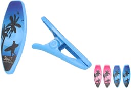 Gerimport Handdoekknijpers - 6x - surfplank - blauw/roze - handdoekklem - kunststof — thumbnail 4