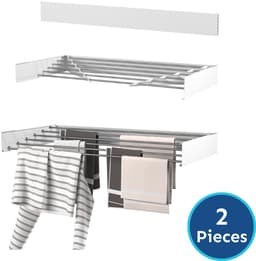 Wasophoogte® Wanddroogrek - Wasrek inklapbaar - Wasrek Hangend - Droogrek inklapbaar - 100cm - 6m drooglengte - inclusief boormal - 2 STUKS — thumbnail 1