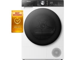 Hisense 5S Serie DH5S102BW - Wasdroger met Energielabel C - Warmtepompdroger - 10kg - Trommelverlichting - witte droger - ConnectLife bediening via app - Basket Dry - draairichting deur verwisselbaar - Normaal geluidsniveau