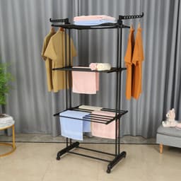 Kleding droogrek – Inklapbaar & Verstelbaar Wasrek met Wieltjes – Groot Droogoppervlak – Binnen & Buiten - Droogtoren. — thumbnail 1