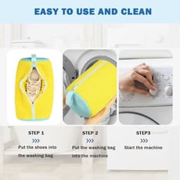 2-stuks Wasmachine schoenentas - Vierkante mesh schoenen opbergtas - Schoenentas met rits - Anti-deformatie - Mesh ontwerp - Lichtgewicht en draagbaar - Met handvat - Geschikt voor sneakers, slippers, ondergoed, yogabroeken, sokken, etc. - Geel — thumbnail 3
