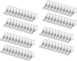 Verpakking van 100 stuks roestvrijstalen wasknijpers - Roestvrijstalen clips - Clips - Clips voor het drogen van dekens - Geschikt voor waslijnen, sokkenrekken, keukens en kantoren - 5,6 cm — thumbnail 1