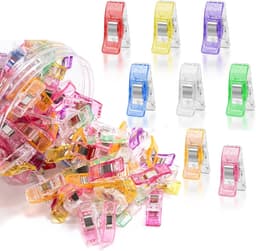 100-delige set plastic naaiclips — "Bijlvormige" clips — Stevige bevestigers voor quilten & binden — Positioneerclips — Veelzijdig inzetbaar voor naaien, breien, haken, het ophangen van voorwerpen en meer — 2,7 x 1 x 1,5 cm — thumbnail 1