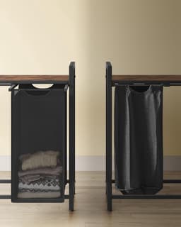 Amolass - Wasmand - Wassorteerder - 4 vakken - Wasmandmeubel - Met Bovenplank - 4x40L - 116 x 33 x 72 cm - Zwart - Modern — thumbnail 4