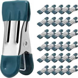 Extra stevige wasknijpers, 30 stuks - 5,5 cm metalen wasknijpers, geschikt voor het drogen van foto's aan de waslijn, sokken, tassen en andere benodigdheden voor de keuken, roestvrij staal met rubberen rand, Pauwgroen — thumbnail 1