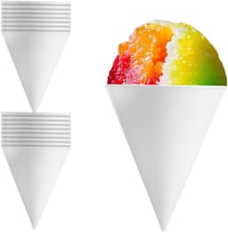 16 Stuks Herbruikbare Sneeuwhoornbekers, Kunststof Ijshoorntjes Wit - Voor Sneeuwhoornmachines - Ideaal voor Zomerse Traktaties — thumbnail 1
