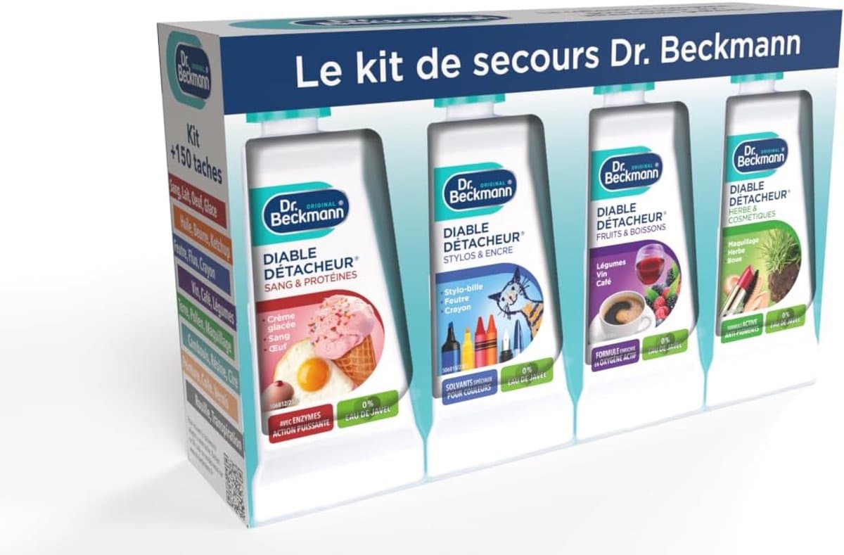 Dr. Beckmann - De Noodkit - 8 Dr. Beckmann Textielvlekverwijderaars - Krachtige vlekverwijderaars voor linnen, geschikt voor olie, chocolade en ketchup - Bleekvrije reiniger - Effectief voor alle textielsoorten — afbeelding 1