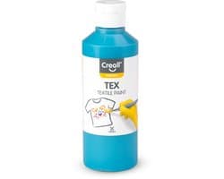 Creall Tex - Textiel- & Stoffenverf - Turquoise - 250ml - Machine wasbaar na fixatie - Voor T-shirts, jeans, schoenen, stoffen tassen, meubels en auto-interieurs/hemelbekleding - Gemaakt in NL - Glutenvrij
