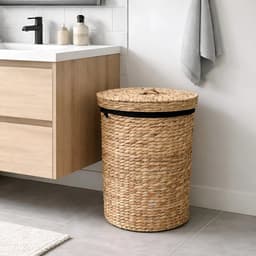 Lavandoux - Wasmand met Deksel - Waterhyacint - Naturel - L: Ø42 x H60 cm — thumbnail 3