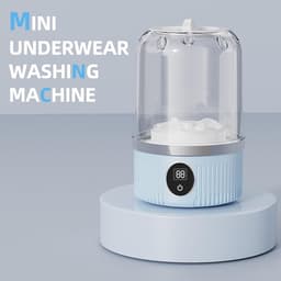 Draagbare mini-wasmachine, 1 liter, met digitale timer voor ondergoed, sokken, babydoekjes, ideaal voor appartementen, hotels, op reis en als Vaderdagcadeau - blauw — thumbnail 4